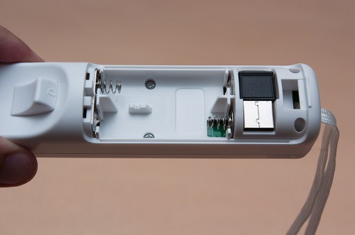 Controller operates on 2 x AA batteries, also inclusive of a bluetooth usb dongle