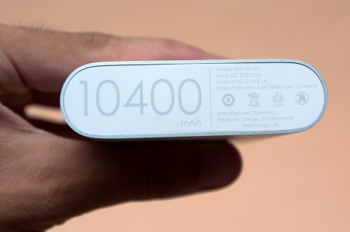 A huge 10400mAh printed at the base of the Mi Power Bank with